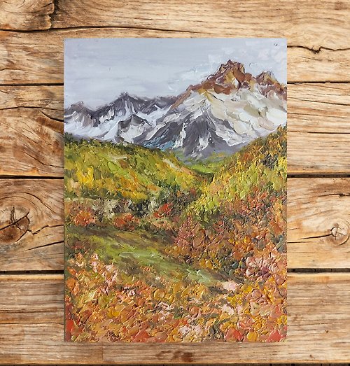 SanArtStudio 秋季風景藝術 科羅拉多繪畫 山牆藝術 秋季小畫