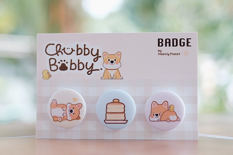 Badge Set : Chubby Bobby - 胸針/心口針 - 塑膠 黃色