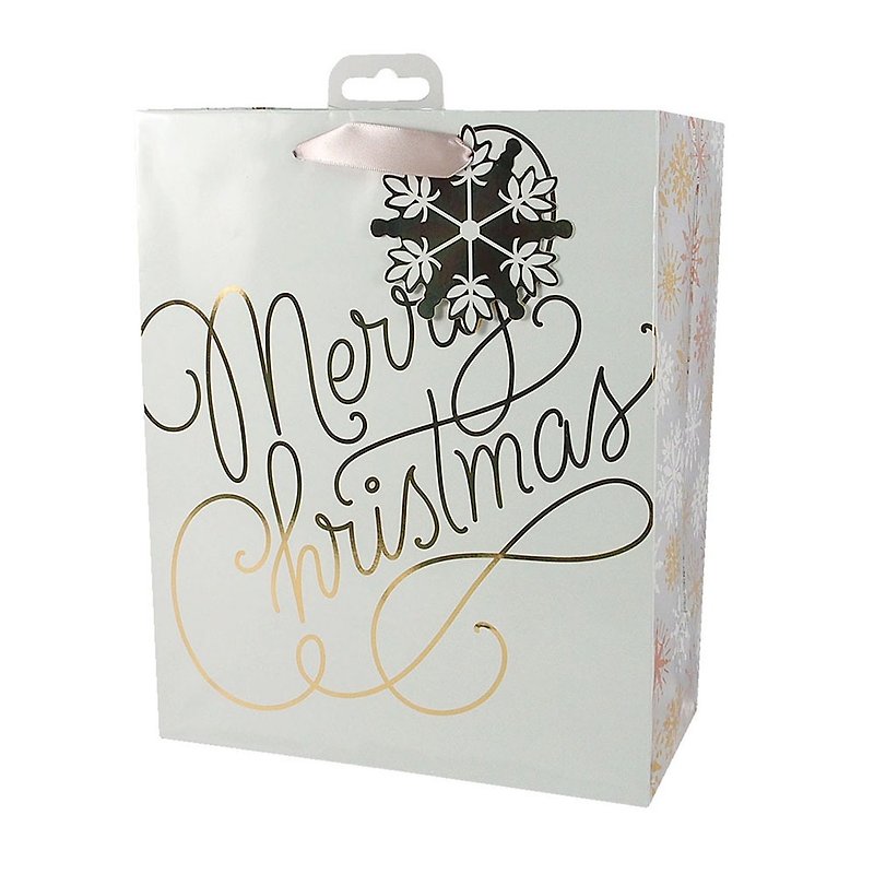 Snowflake Gold Letter Christmas Gift Bag [Hallmark-Gift Bag/Paper Bag Christmas Series] - Gift Wrapping & Boxes - Paper Transparent
