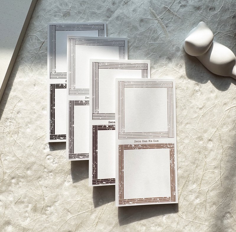 Mono brown Stripe Square Frame Memo Pad 100 sheet - 便條紙/便利貼 - 紙 多色