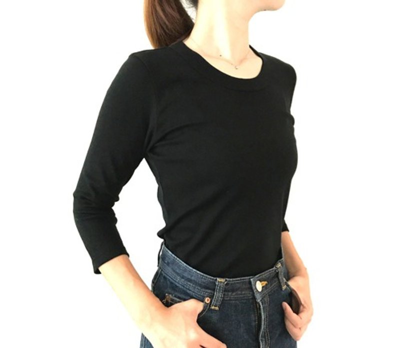 【7分袖】形にこだわった 大人のUネックTシャツ【色・サイズ展開有】 - 女上衣/長袖上衣 - 棉．麻 