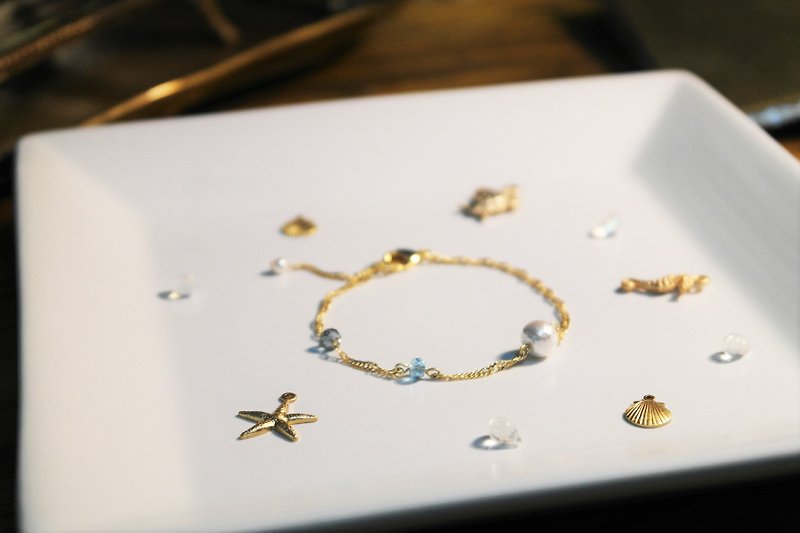 "Cote d'Azur" Ocean cotton pearl bracelet gradient - Bracelets - Gemstone 