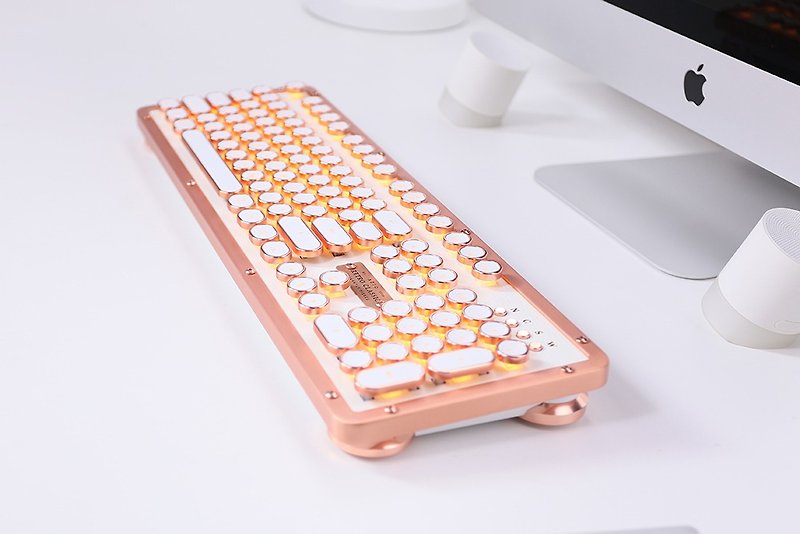AZIO RETRO CLASSIC POSH Leather Typewriter Keyboard Chinese and English Keycaps (BT Wireless Bluetooth Version) - อุปกรณ์เสริมคอมพิวเตอร์ - โลหะ 