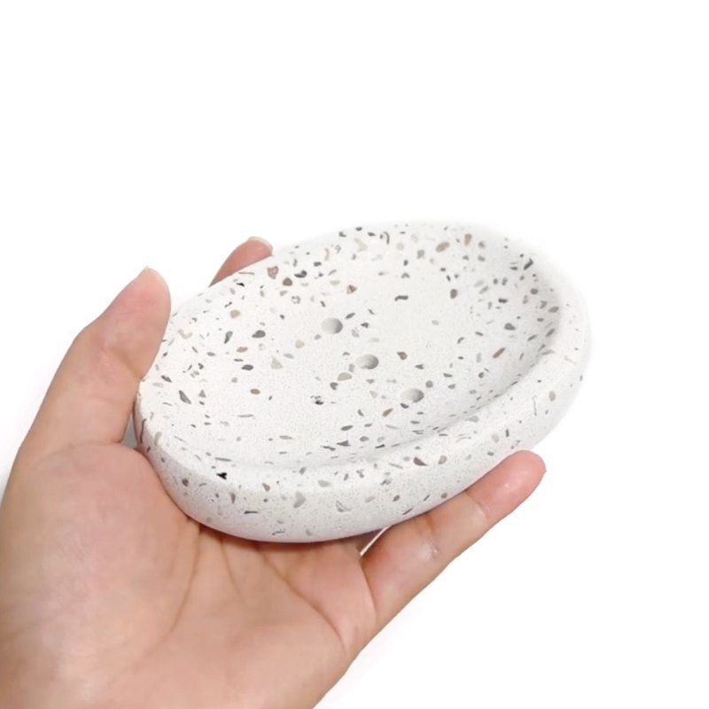 (Pre-order) Pure Gray Series x Special Terrazzo | Earthy Color Neon Terrazzo Cement Soap Dish - Bathroom Supplies - Cement Gray