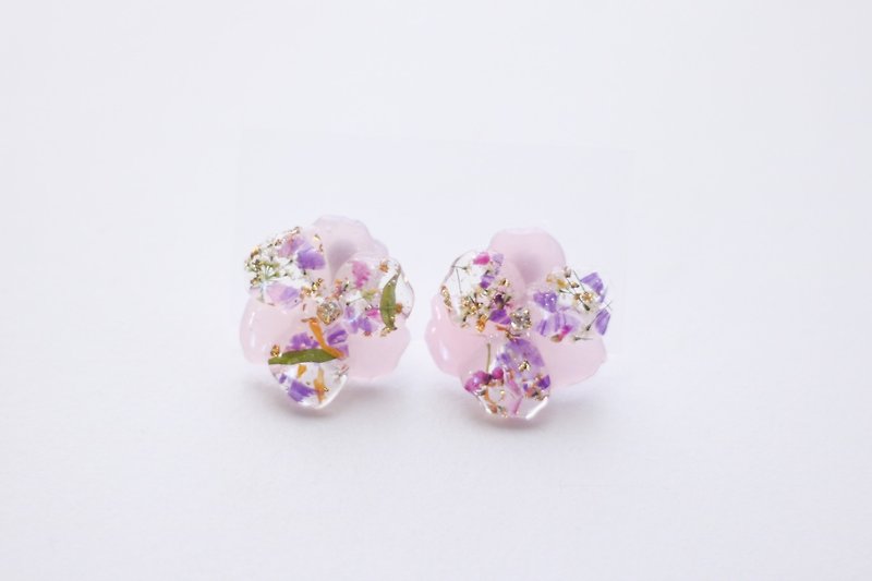 Flower earrings - ต่างหู - เรซิน สึชมพู