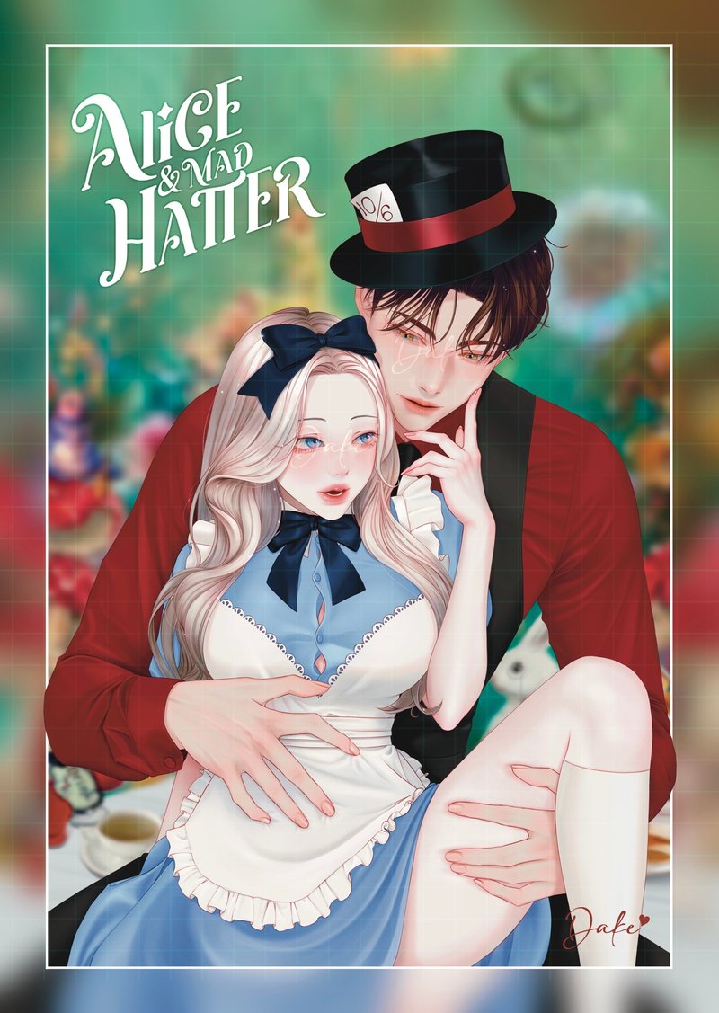 Alice and Mad Hatter illustrated postcard (dake) - 卡片/明信片 - 紙 多色