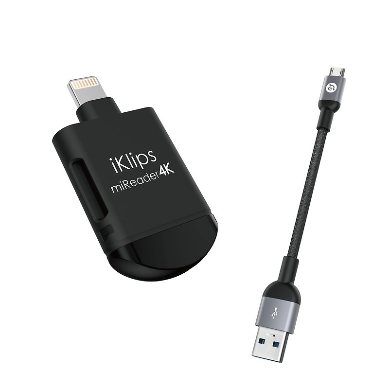 iKlips miReader 三合一 4K讀卡機(不含記憶卡) 黑 - USB 隨身碟 - 其他金屬 黑色