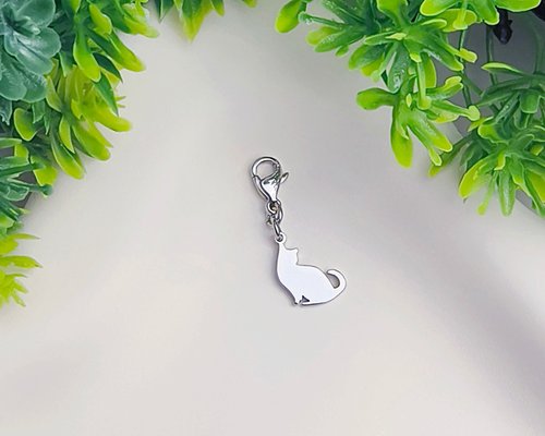 吳小姐3d訂製珠寶 回頭的貓小吊飾- 貓咪剪影系列-抗敏醫療鋼