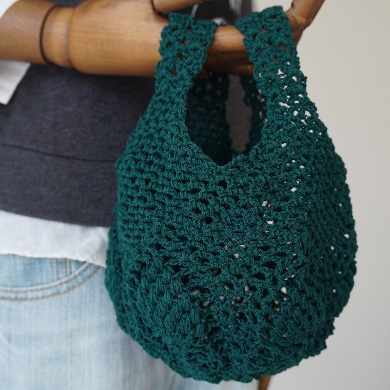 Ba-ba handmade Openwork knitting multi bag No.MB33 - 手提包/手提袋 - 其他材質 綠色