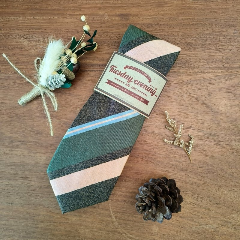 Necktie Green Multi-Shade Stripe | 8cm - 領帶/領帶夾 - 聚酯纖維 多色