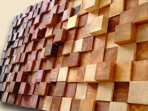 wooden mosaic wall decor, Texture wood wall art, 3D Wall hanging, sound  diffuser - Shop LiviaWoodArt Wall Décor - Pinkoi