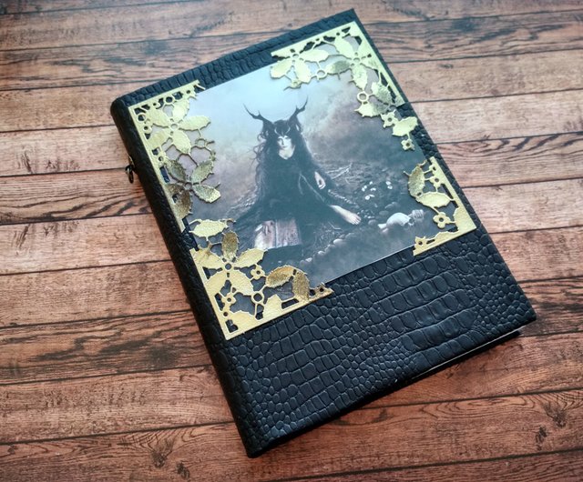 New witch spell book Witchcraft grimoire journal with text Wicca