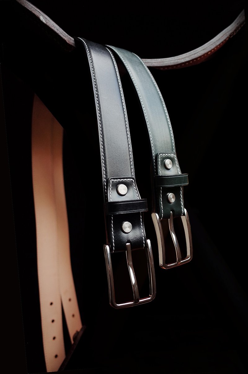 British JE horse rein leather handmade belt - Belts - Genuine Leather Multicolor
