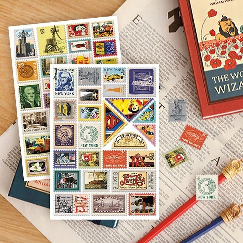 7321 Desgin - Stamp Sticker Group V4 New York B01,7321-04498 - Stickers - Paper Multicolor