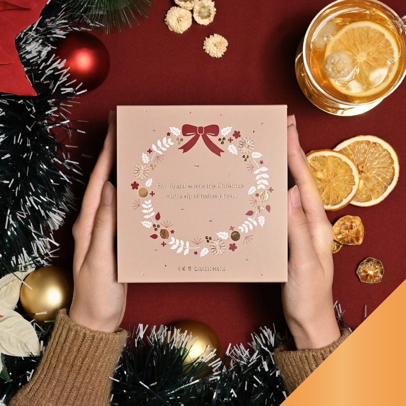 [Recommended gifts for exchange] Christmas 10-in-1 Comprehensive Tea Gift-Taiwanese Fruit Tea (comes with gift bag and photo card) - ชา - อาหารสด สีกากี