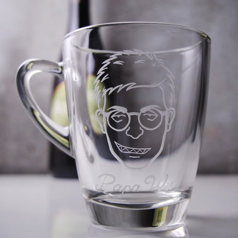 320cc [Comics] mug (APP Version) iMadeFace Comics American pop style portrait cup name customization - Customized Portraits - Glass Gray