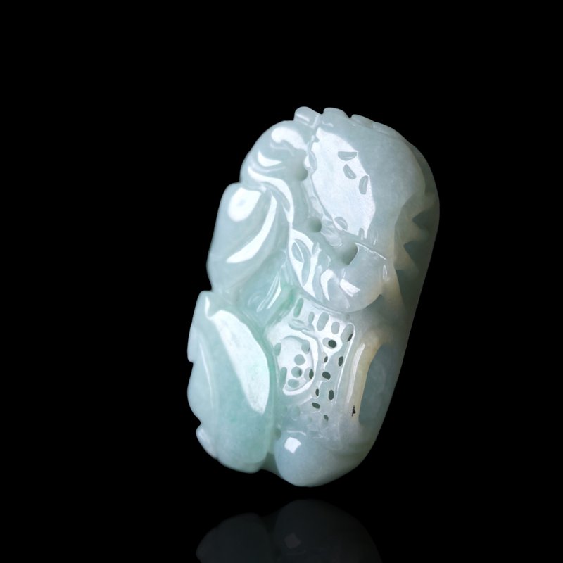 【滿載而歸】冰種飄綠翡翠巧雕蟹籠 | 天然緬甸玉A貨翡翠 |  送禮 - 項鍊 - 玉石 多色