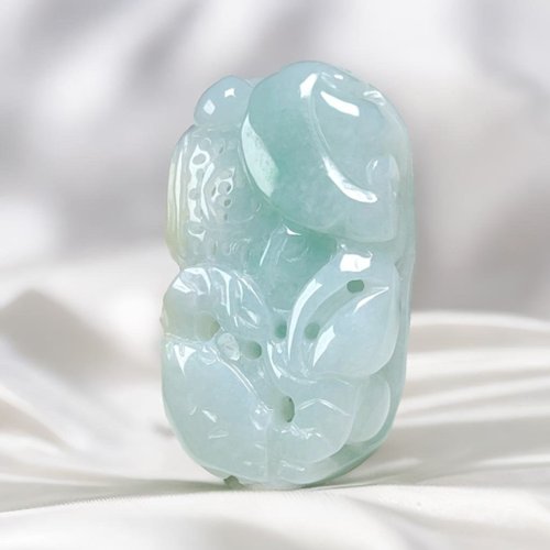 瓔珞翡翠 【滿載而歸】冰種飄綠翡翠巧雕蟹籠 | 天然緬甸玉A貨翡翠 | 送禮