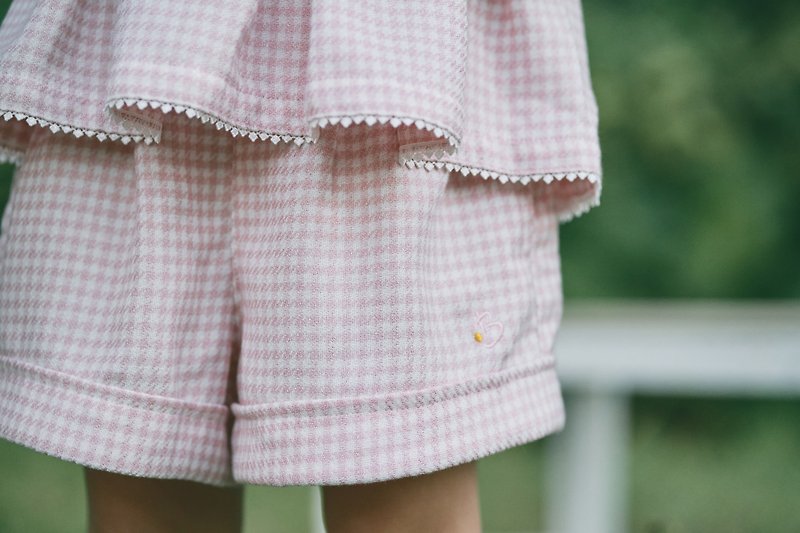 Girls Houndstooth Crinkle Shorts - Rose Pink - Women's Shorts - Cotton & Hemp Pink