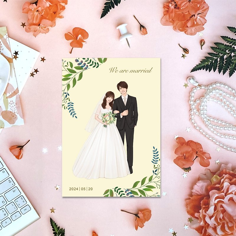 Yihesen Design MA025 Customized Wedding Invitation Card Like-face Painted Wedding Invitation Illustration Wedding Invitation - Wedding Invitations - Paper 