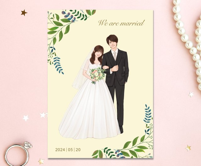 カスタマイズされた結婚式招待状、イラスト入り結婚式招待状