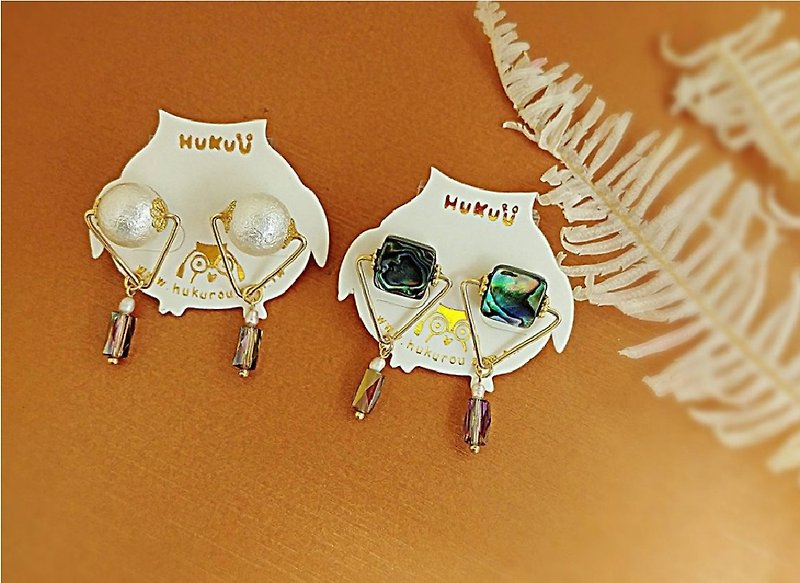 HUKUROU retro geometric triangle earrings - ต่างหู - โลหะ หลากหลายสี