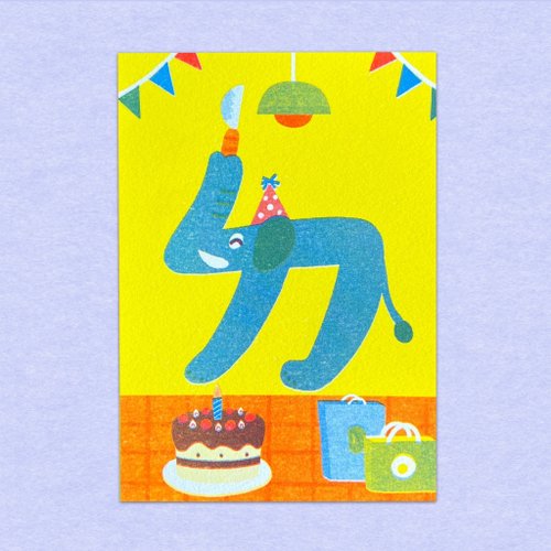 咚東插畫合作社 大象的''ㄉ''/共學明信片/注音符號/孔版印刷