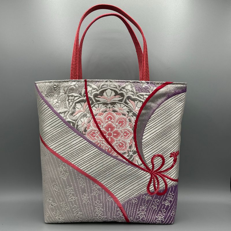 Kimono Obijime Remake Tote bag - Handbags & Totes - Silk Silver