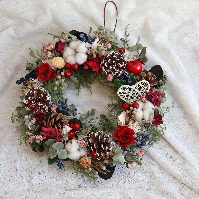 [Christmas Gift Box] Christmas Wreath-Warm Classic | Preserved Wreath/Dry Flower WR01 - Items for Display - Plants & Flowers 