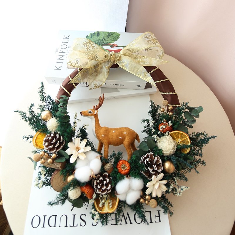 【聖誕花圈專區】永生雪松聖誕花圈 / 聖誕佈置 聖誕裝飾 - 乾燥花/永生花 - 植物．花 