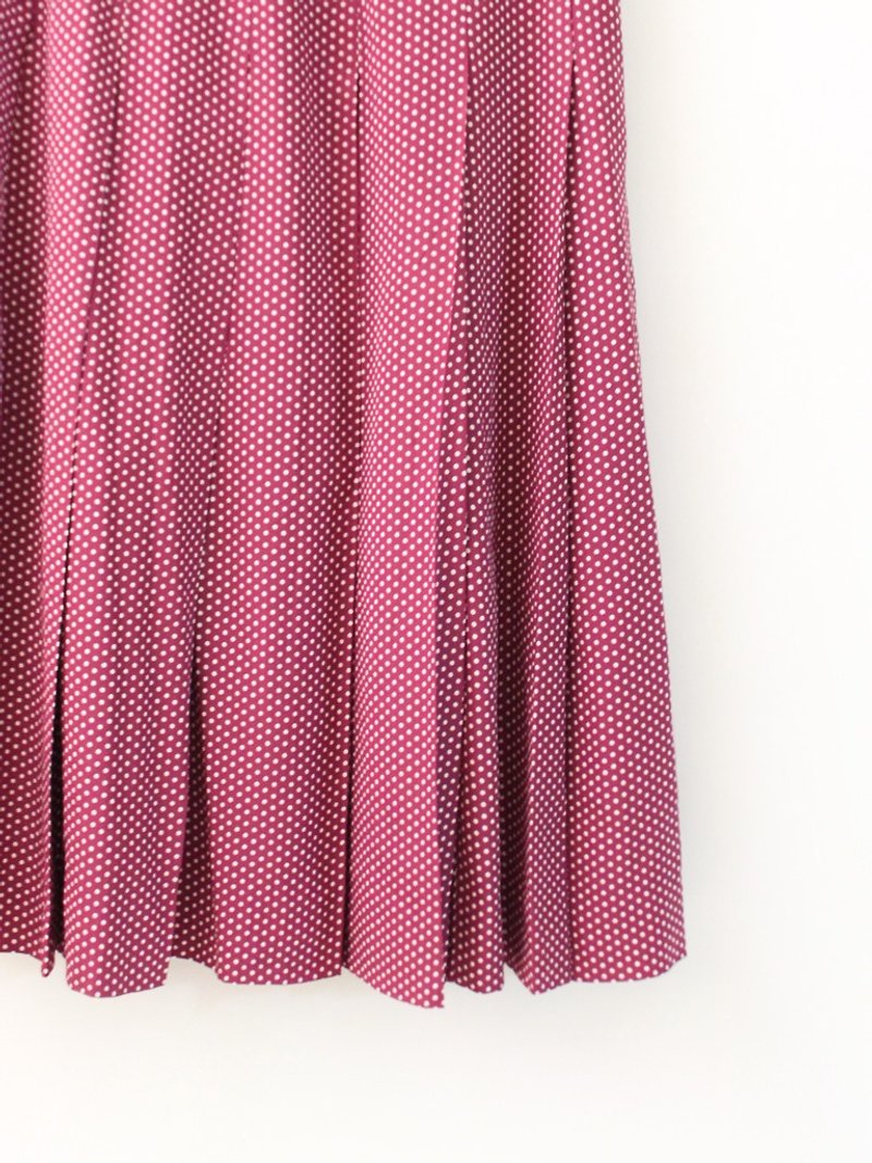 Retro Summer Pastoral Style Dotted Purple Peach Powder Vintage Dress Vintage Skirt - กระโปรง - เส้นใยสังเคราะห์ สีม่วง