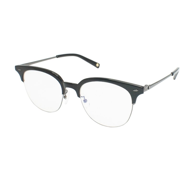 Handmade Acetate Oversize Half Rim Round Frame - กรอบแว่นตา - พลาสติก สีดำ