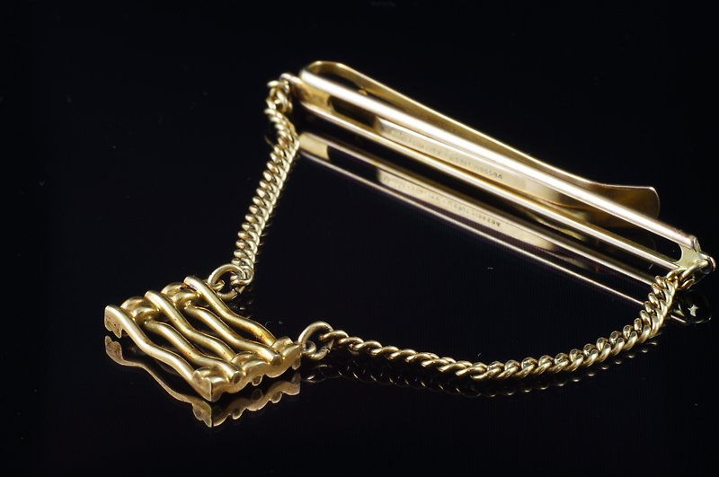 [C'est Cufflinks] Kreisler US-made vintage chain tie clip - กระดุมข้อมือ - โลหะ สีทอง