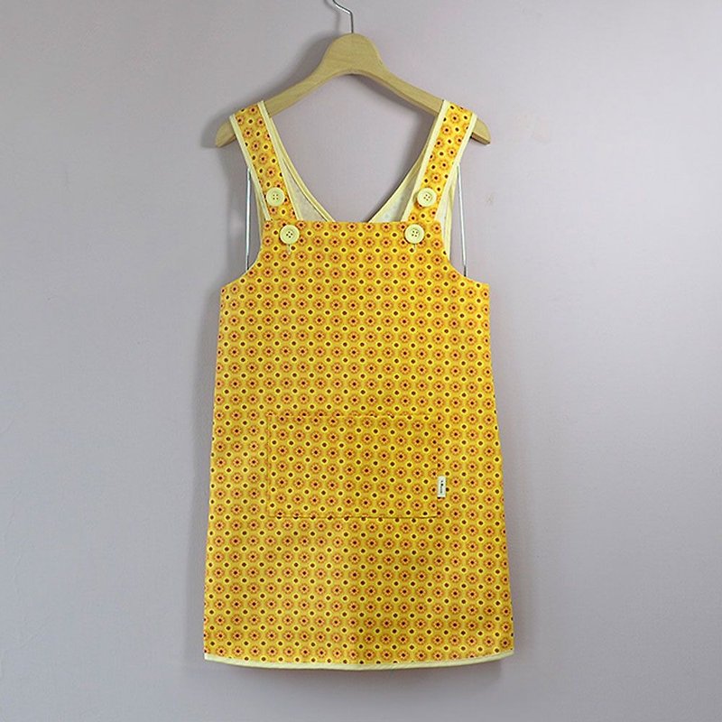 兒童圍裙-130/老磁磚2號/陽光黃色 - 圍裙 - 棉．麻 黃色