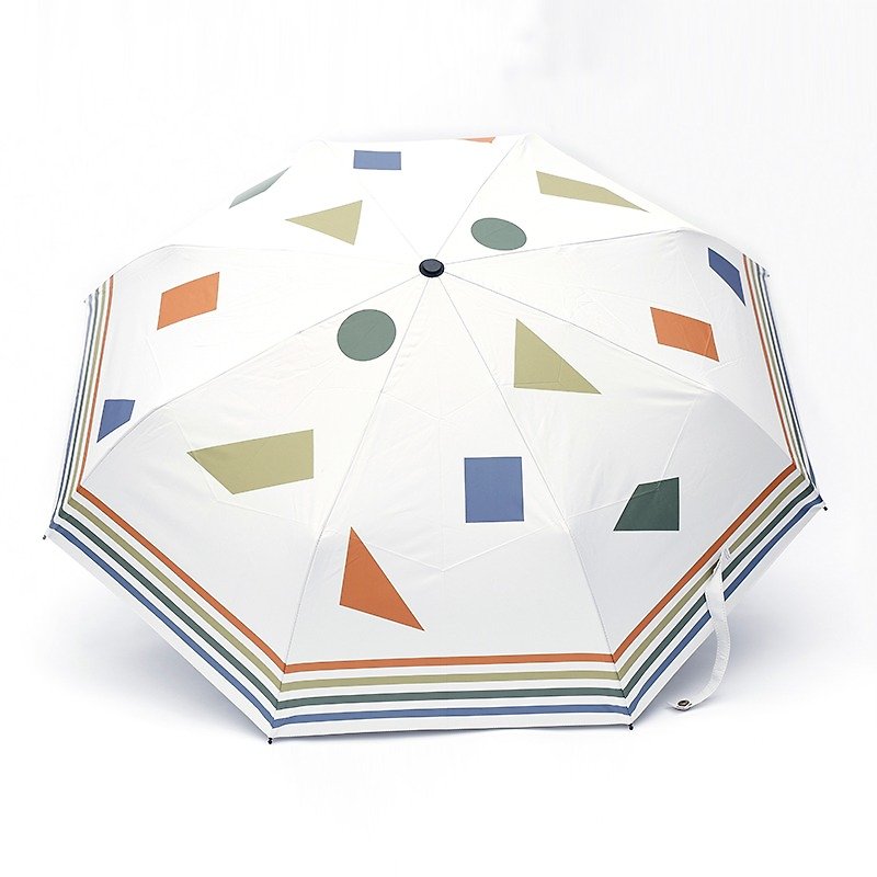 NoMatchは、幾何学的なレインボーストライププリントされた黒いプラスチックコーティング日焼け止めの雨デュアルユースの3つの傘を設計されていません - 傘・雨具 - その他の素材 多色