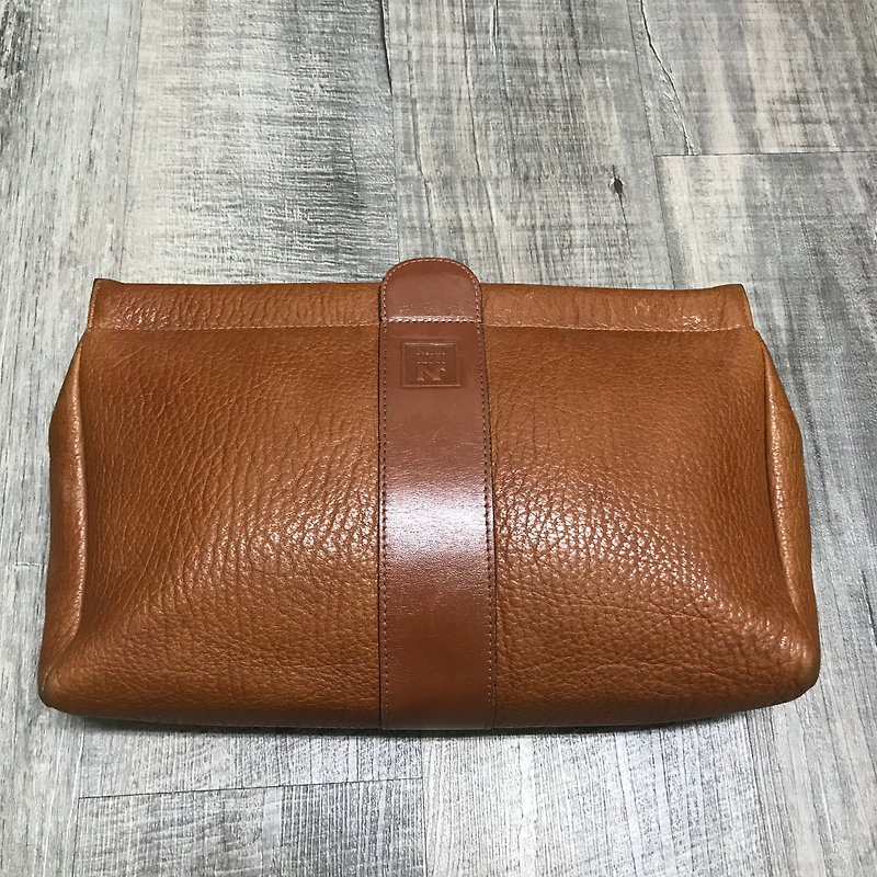Old bone NINA RICCI leather hand bag B94 VINTAGE - กระเป๋าเครื่องสำอาง - หนังแท้ 