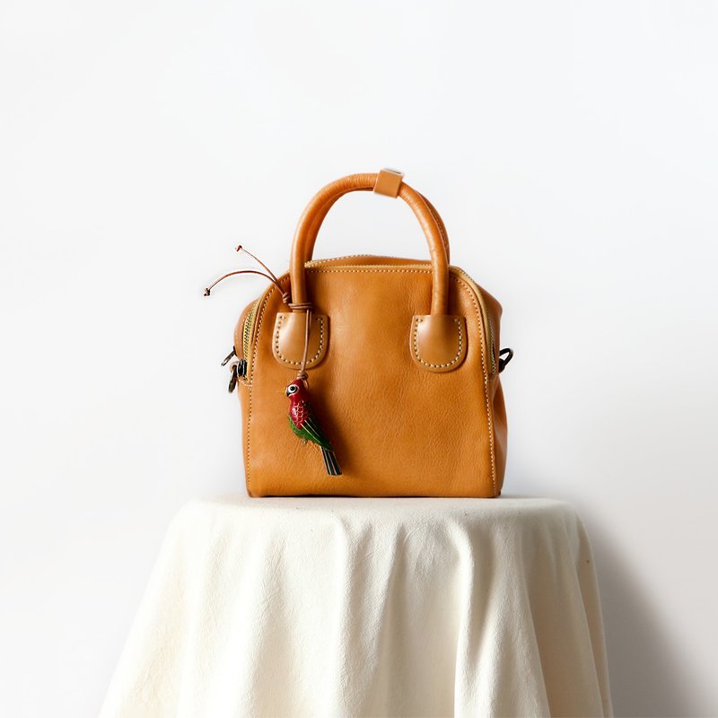 Vegetable tanned stylish handbag crossbody camel - Messenger Bags & Sling Bags - Genuine Leather Orange