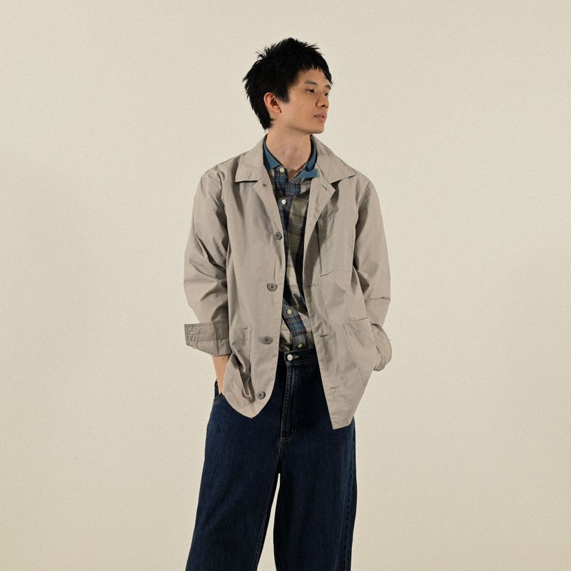 【NaSuBi Vintage】俐落輪廓純色古著外套 - 男夾克/外套 - 其他人造纖維 