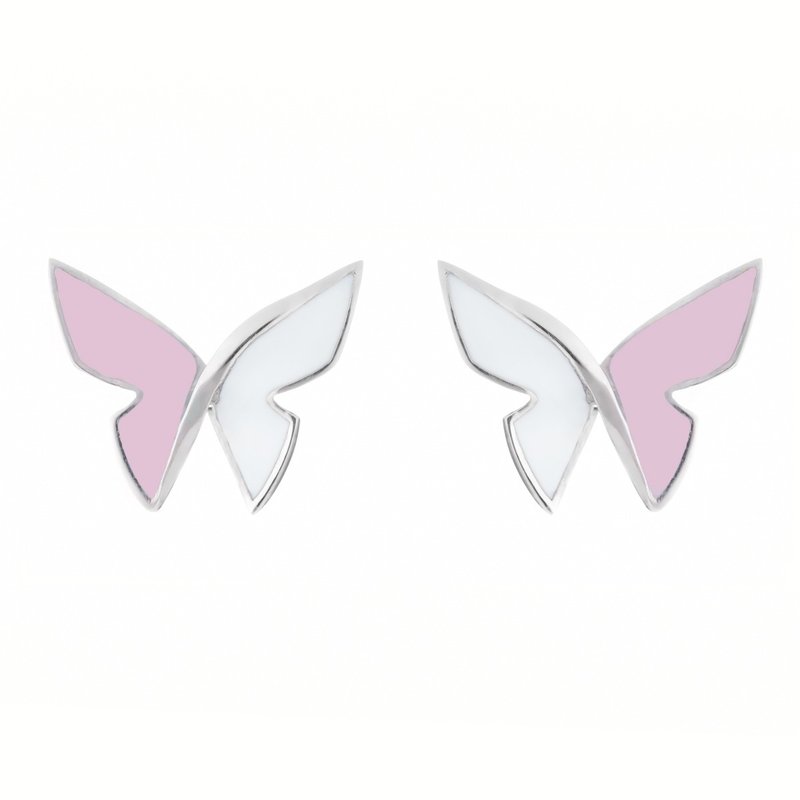 Les Papillon earrings pink and white - Earrings & Clip-ons - Precious Metals 