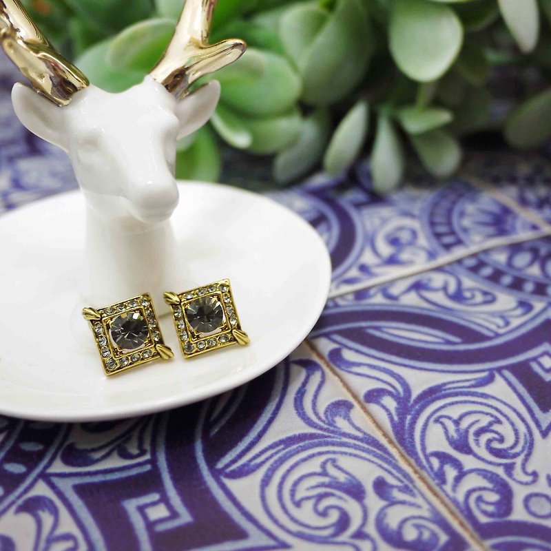 Parisian classic elegant square earrings - Earrings & Clip-ons - Gemstone Gray