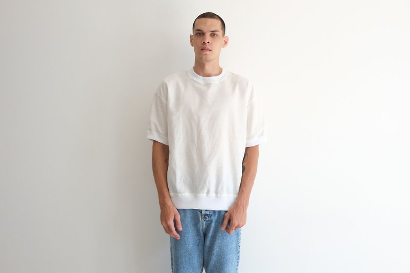 White linen sweatshirt - 男襯衫/休閒襯衫 - 棉．麻 白色