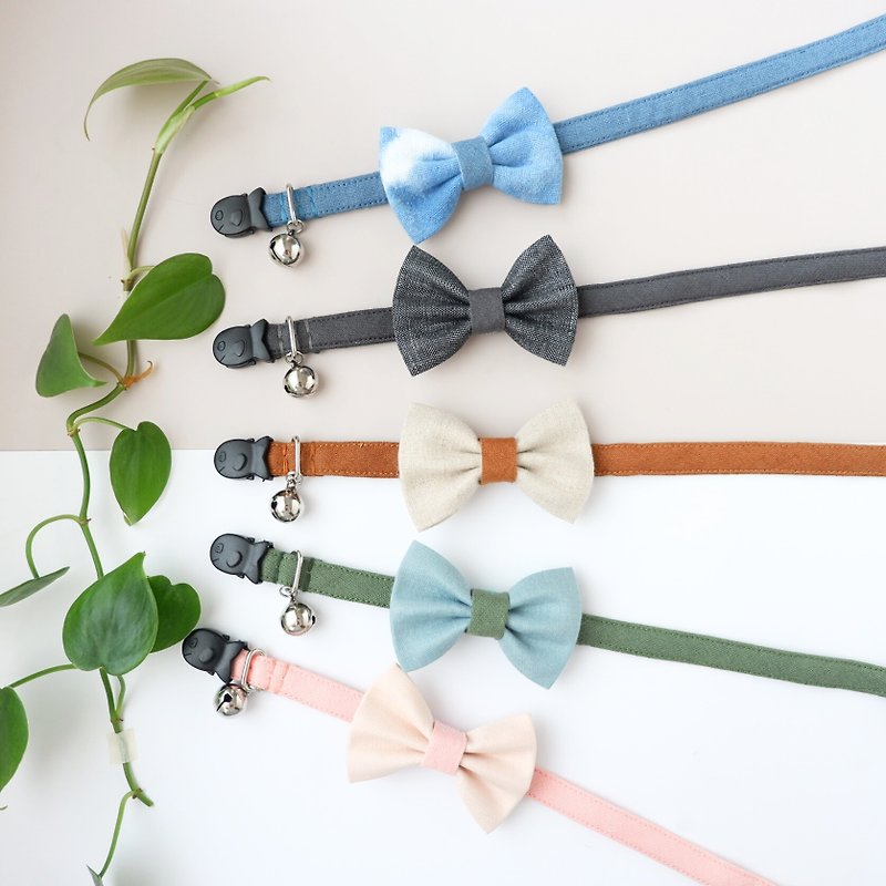 2023 Earthy breakaway cat collar with removable bow-tie - Collars & Leashes - Cotton & Hemp Multicolor