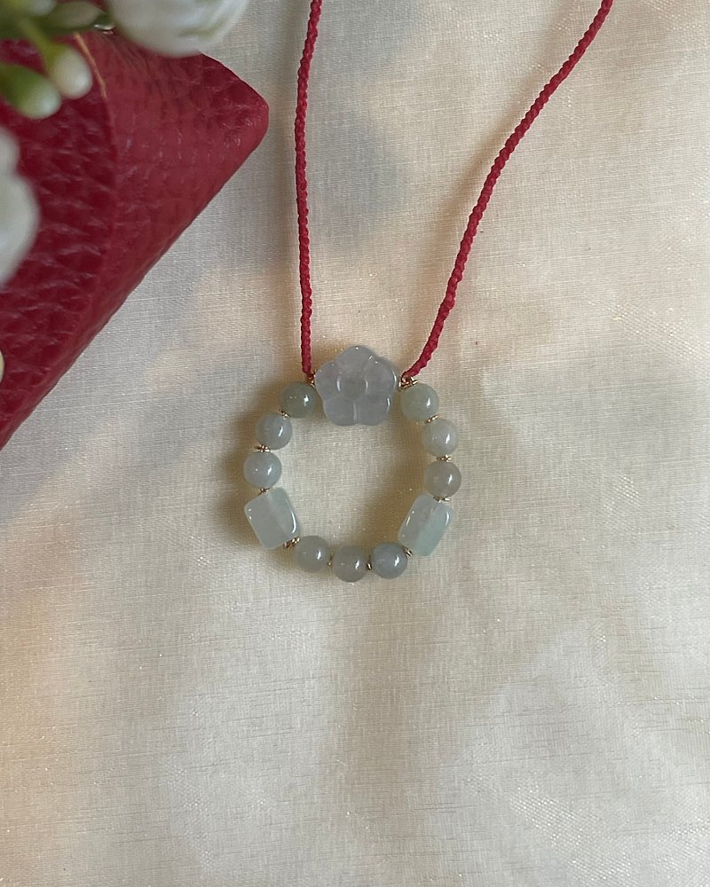 [Pray for Blessing II Peace] Flower Necklace II Burmese Jade Unoptimized A-grade Jade Necklace - Necklaces - Jade 