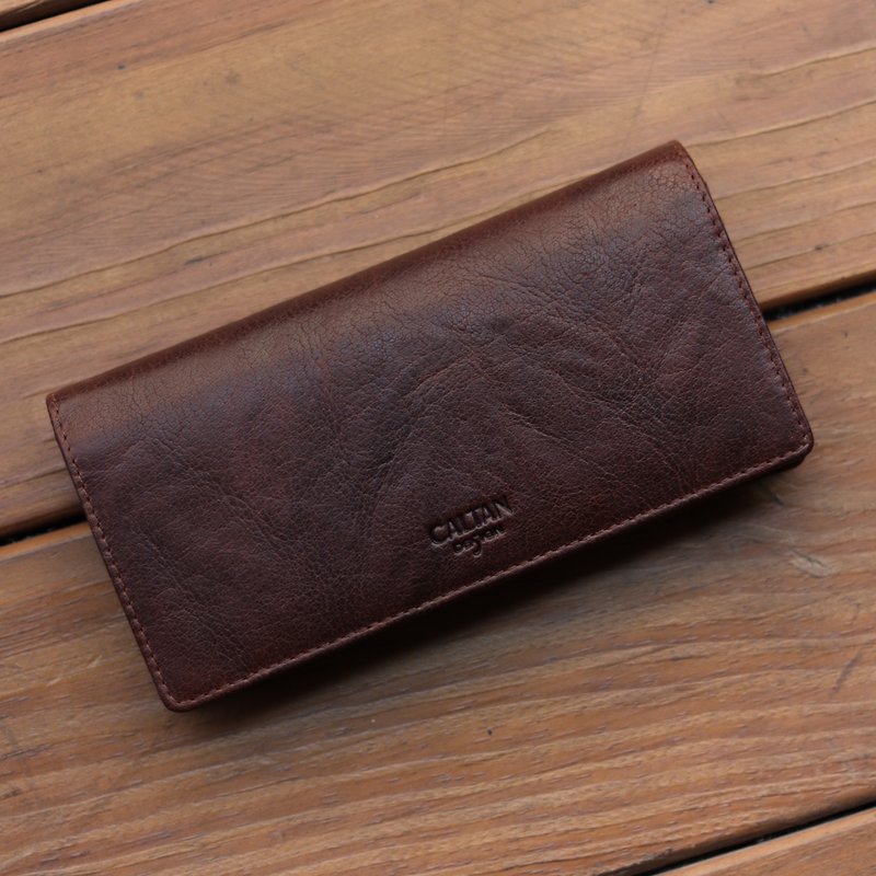 Wallet/Leather/Long Folder Men’s Wallet Recommended Classic Two-fold Long Folder-071822yn Deep - Wallets - Genuine Leather Brown