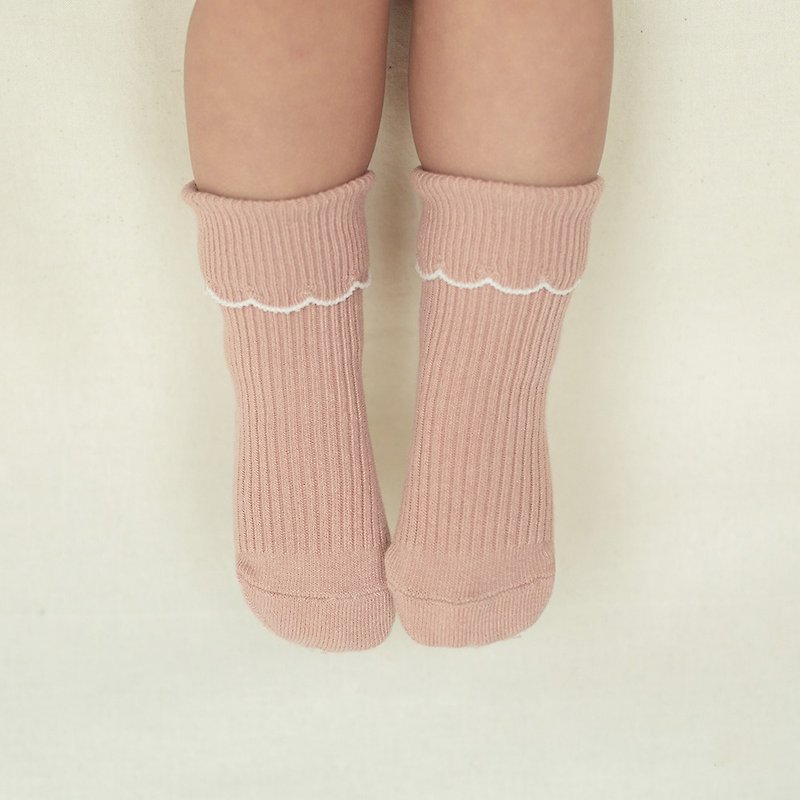 Happy Prince 韓國製 Dana反摺花邊女嬰兒童短襪 - 嬰兒襪子 - 棉．麻 