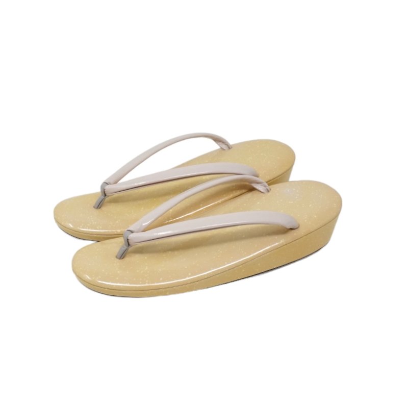 Genuine leather sandals, wisteria straps, free size - รองเท้าแตะ - หนังแท้ สีเหลือง