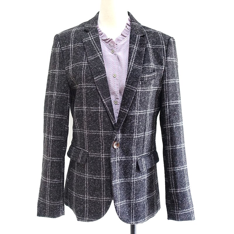 │Slowly│ gray black box - vintage suit jacket │vintage. Retro. Literature - Women's Blazers & Trench Coats - Other Materials Multicolor