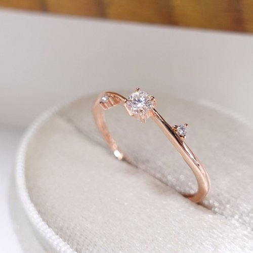 NOW jewelry 單鑽戒 尾戒 線戒 玫瑰金柔美線條設計 純銀戒 氣質 質感 禮物