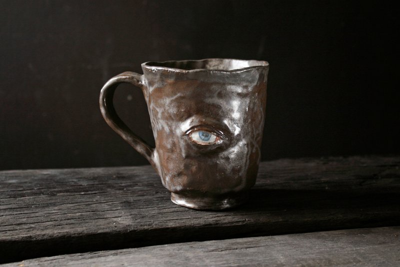 一目杯(高10.5cm 手工陶杯) - 杯子 - 陶 黑色