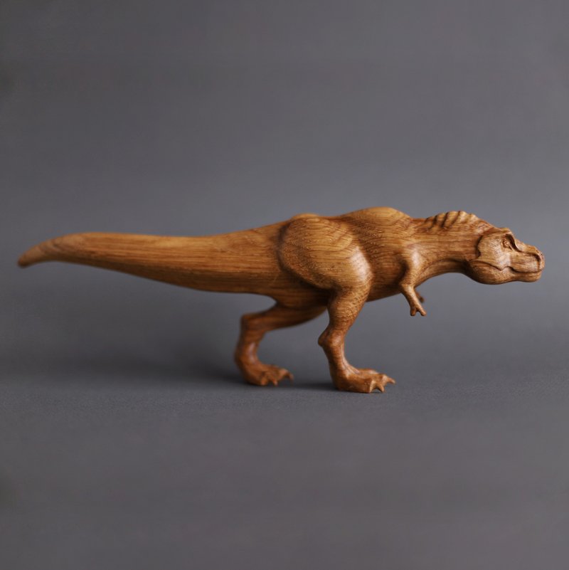 木製恐竜ティラノサウルス レックス、木製手彫り像 T レックス - 置物 - 木製 多色